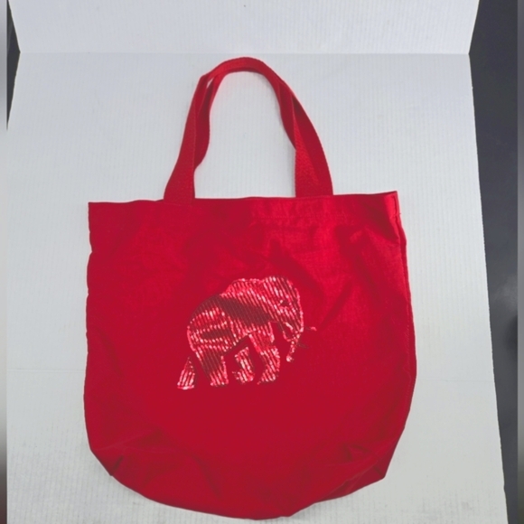 Banana Republic Red Elephant Reusable Tote Bag Sequin Accent - Picture 1 of 10